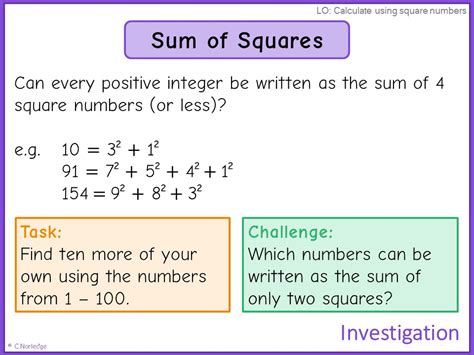 Sum of squares – Miss Norledge's Storeroom