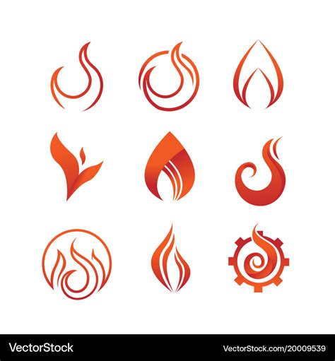 Flame and fire symbol graphic design set Vector Image