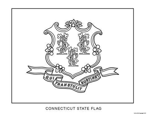 Connecticut Flag US State Coloring page Printable