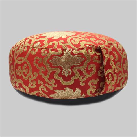 Silk Design Meditation Cushion (Red) SOLD OUT - Singing Himalaya