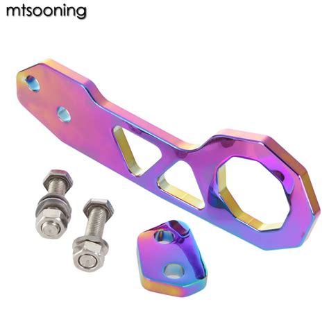 Tow Racing Bumper Hook CNC Billet Aluminum Neo Chrome Universal Front+Rear Tow Racing Bumper ...