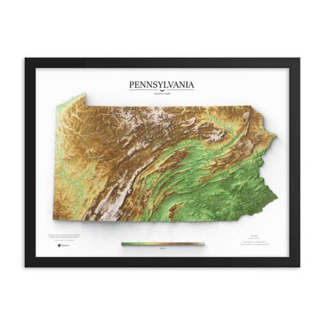 Pennsylvania Elevation Map Poster - Etsy