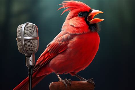 Cardinal Bird And Microphone Free Stock Photo - Public Domain Pictures