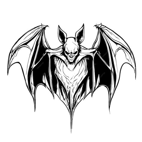 Premium Vector | Halloween scary bat sketch closeup