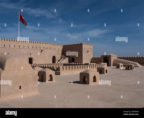 Rooftop of Al Hazm castle in Al Rustaq, Oman Stock Photo - Alamy