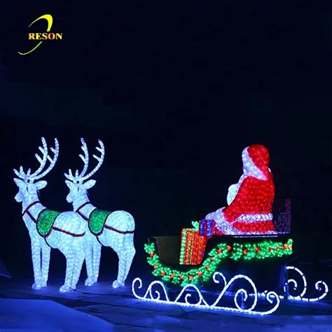 Outdoor Led Garden Lights Santa In Sleigh With Reindeers For Christmas ...