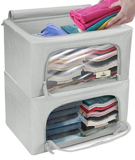 Sorbus Storage Bins Boxes, Foldable Stackable Container Organizer Basket Set with Large Clear ...