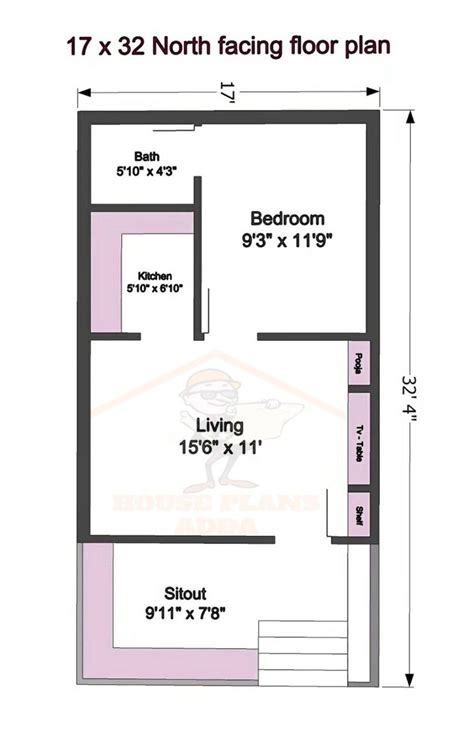 Small House Plan| 17 × 32 North Facing House Design| | North facing house, Indian house plans ...