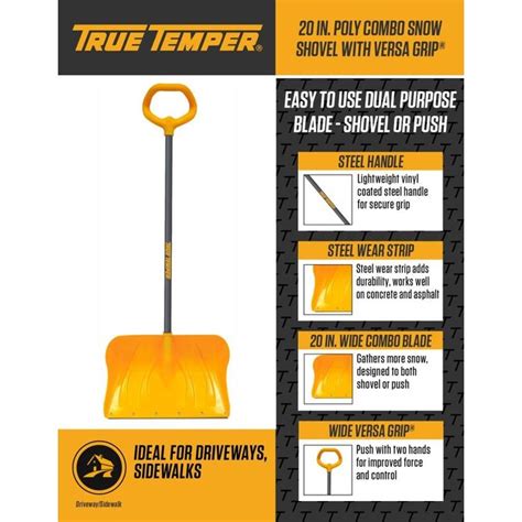 True Temper 20-in Poly Snow Shovel with 34.5-in Steel Handle in the Snow Shovels department at ...