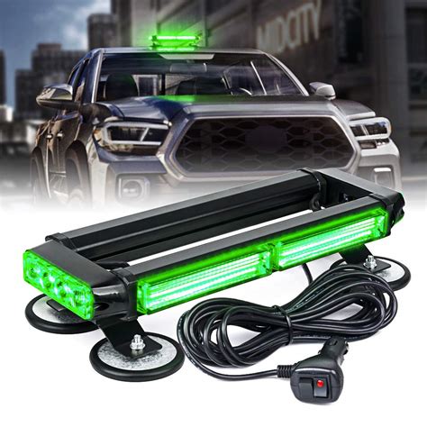 Xprite Green COB LED Strobe Rooftop Flashing Light Bar Double Side Hazard Warning Beacon Lights ...