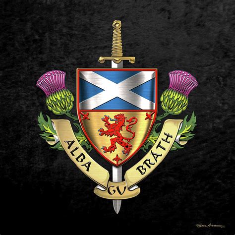 Scotland Forever - Alba Gu Brath - Symbols of Scotland over Black Velvet Digital Art by Serge ...