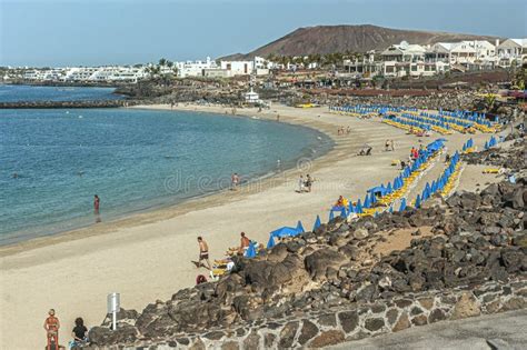 Puerto Del Carmen Beach Near Lanzarote Editorial Stock Image - Image of ...