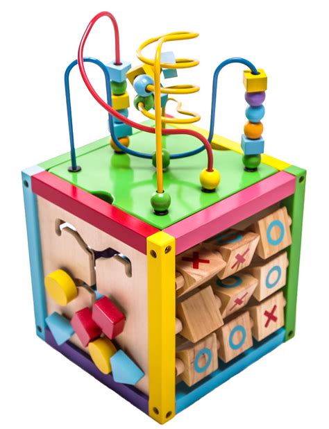 Buy MMP Living Toddler Essential Wooden 6-in-1 Play Cube Activity Center - 8" - 6 Sided ...