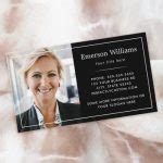 Custom photo logo white thin border elegant black business card - Perfectly Custom