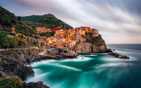 Download wallpapers Manarola, 4k, sea, coast, bay, Cinque Terre, Italy ...