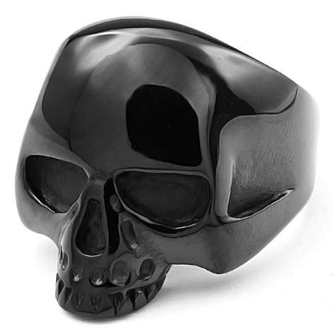 Men's Stainless Steel Black Skull Ring - BijouxStore - webid:1333