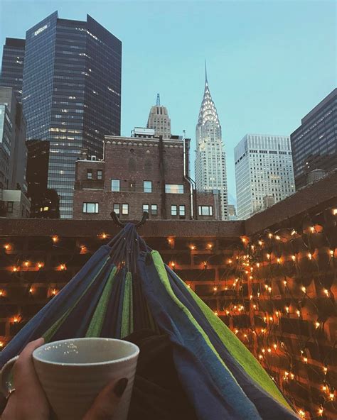 Balcony nights in NYC with twinkle lights on the hammock 🌃 Instagram ...