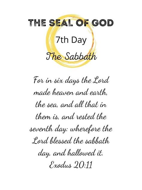 Seal of God 7th Day the Sabbath... Printable Digital Wall - Etsy | God ...