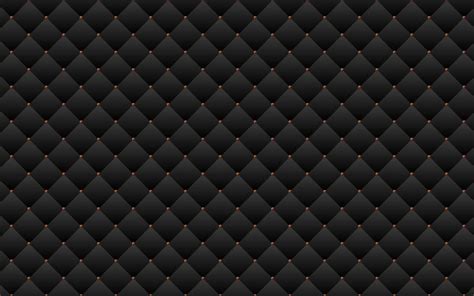 Black luxury upholstery leather texture vector background. Dark quilted padded square seamless ...