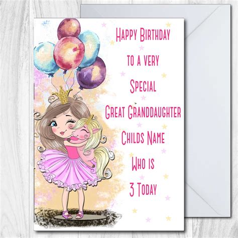 Great Granddaughter Birthday Card Personalised Special Great Grandaughter - Etsy