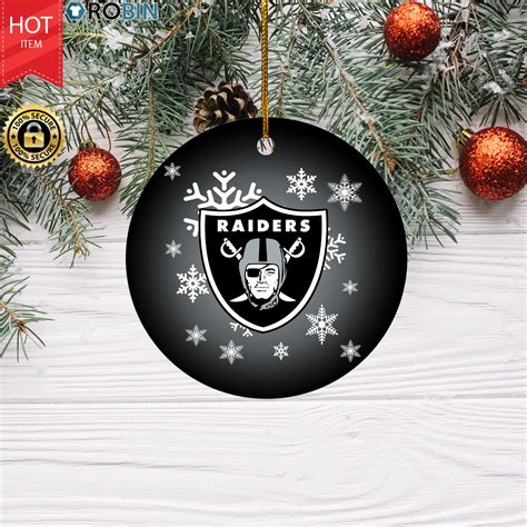 Las Vegas Raiders Merry Christmas Circle Ornament - RobinPlaceFabrics