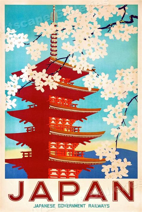 1950s Japan Cherry Blossoms Vintage Style Japanese Railway Travel Poster - 16x24 | eBay