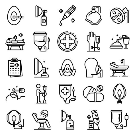 Anesthesia icons set, outline style 8679435 Vector Art at Vecteezy