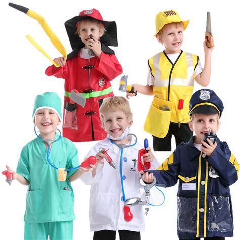 TOPTIE 5 Sets Role Play Costume for Kids Doctor Surgeon Policeman Fire ...