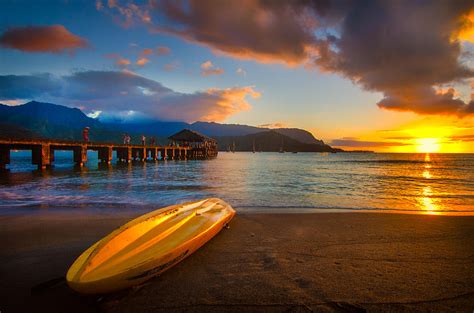 Hanalei Pier In Kauai At Sunset Photograph by Michael Ash