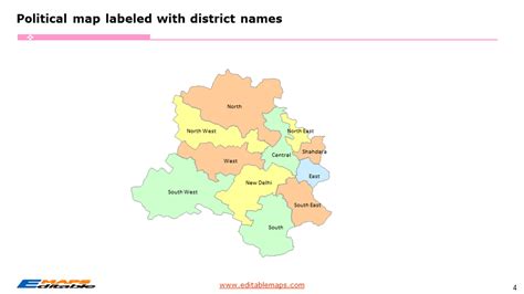 Delhi Map with 11 Districts - Editable PowerPoint Maps