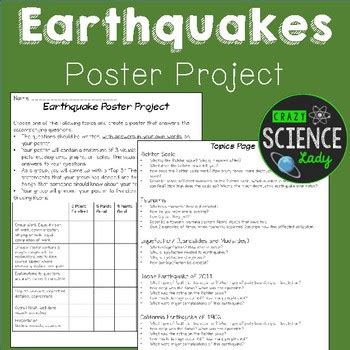 Earthquakes: Poster Project by CrazyScienceLady | TPT