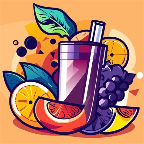 Premium Vector | Delicious summer juice with awesome beach background ...