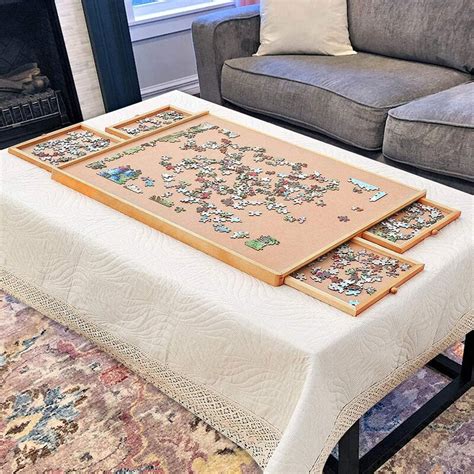 Kerrogee 34 X 26 " Wooden Puzzle Table With Felt Mat, For 1500 Pieces ...