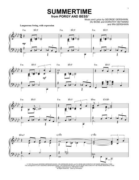 Summertime | Sheet music, Summertime jazz, Digital sheet music