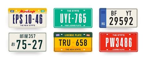 Premium Vector | License plate set Car number plates Embossed latin ...