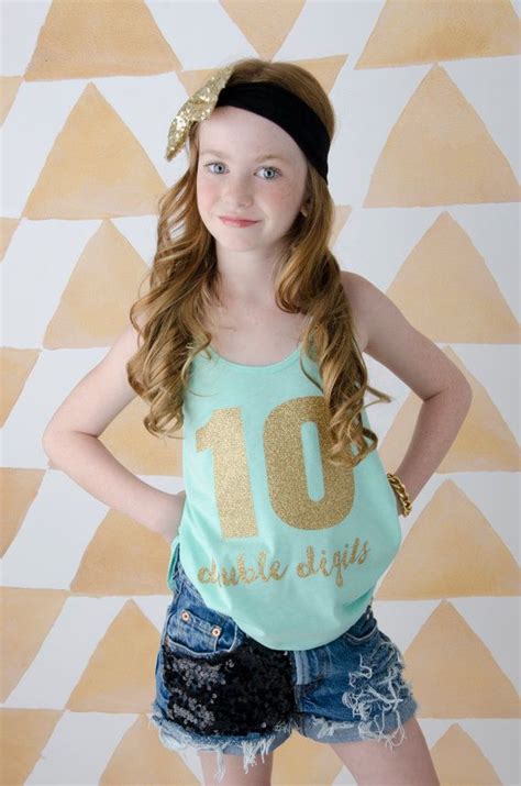 Girls 10 Double Digits Shirt, 10th Birthday Shirt, Girls Tenth Birthday ...