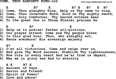 Top 500 Hymn: Come, Thou Almighty King - lyrics, chords and PDF