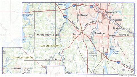 Topographic map of Mahoning County, Ohio | Bản đồ, Ohio