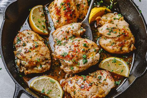 Lemon Garlic Baked Chicken Thighs Recipe – Baked Boneless Skinless Chicken Thighs Recipe ...