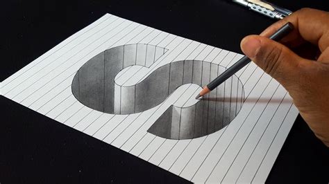 How to Draw 3D Letter S Hole Shape - Easy 3D Drawings - YouTube | Easy ...