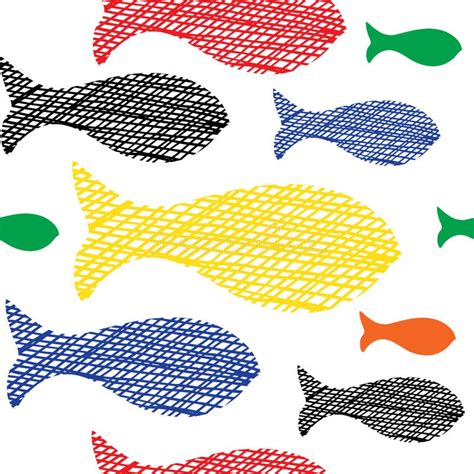 Hand Drawn Doodle Fishes Vector Seamless Pattern Isolated Stock Vector - Illustration of ...