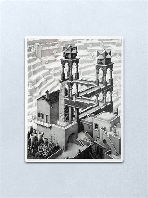 "MC Escher Waterfall 1961 Artwork for Posters Prints Tshirts Men Women Kids" Metal Print by ...