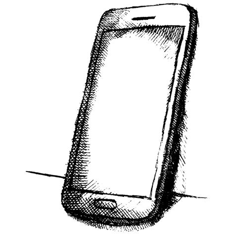 Hand drawn sketch of mobile phone with shadow 1631489 Vector Art at ...