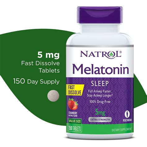 Natrol® Melatonin Fast Dissolve Sleep Aid Tablets, Strawberry, 5mg, 150 ...