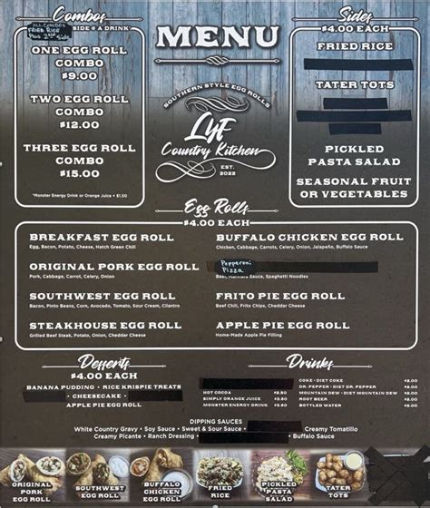 Lyf Country Kitchen food truck menu – SLC menu