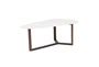 Yardley Matte White Coffee Table With Dark Walnut Base | Living Spaces