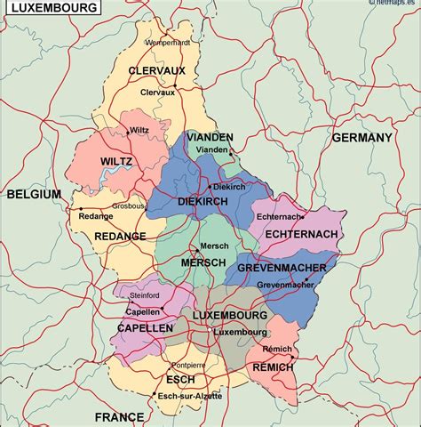 luxembourg political map. Illustrator Vector Eps maps | Order and download luxembourg political ...