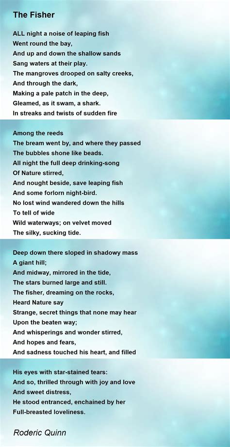 The Fisher by Roderic Quinn - The Fisher Poem