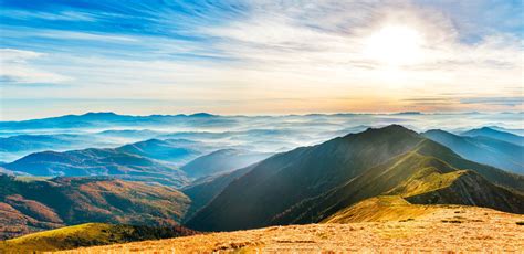 Download Fog Panorama Mountain Horizon Sky Nature Landscape 4k Ultra HD Wallpaper