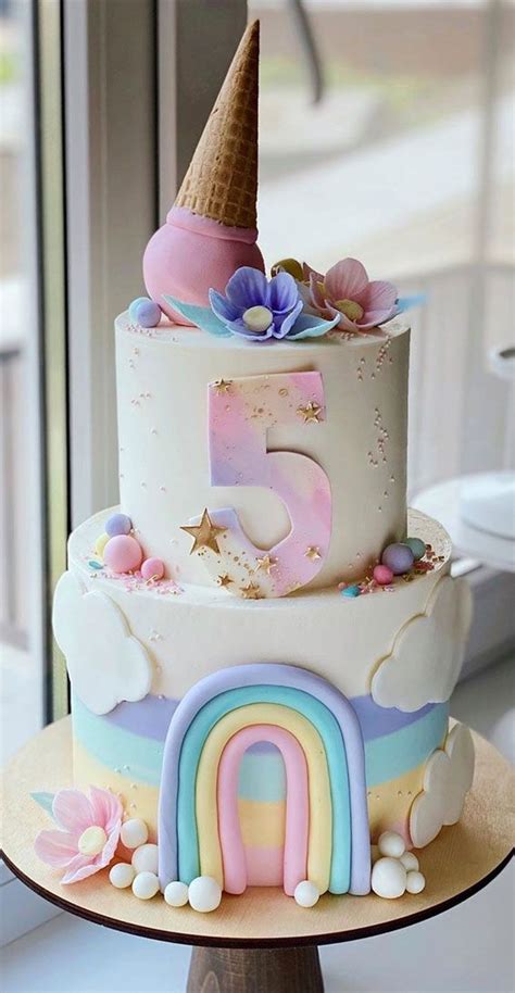 57 Beautiful Cake Inspiration – 5th birthday cake in pastel | Tiered cakes birthday, Girl cakes ...